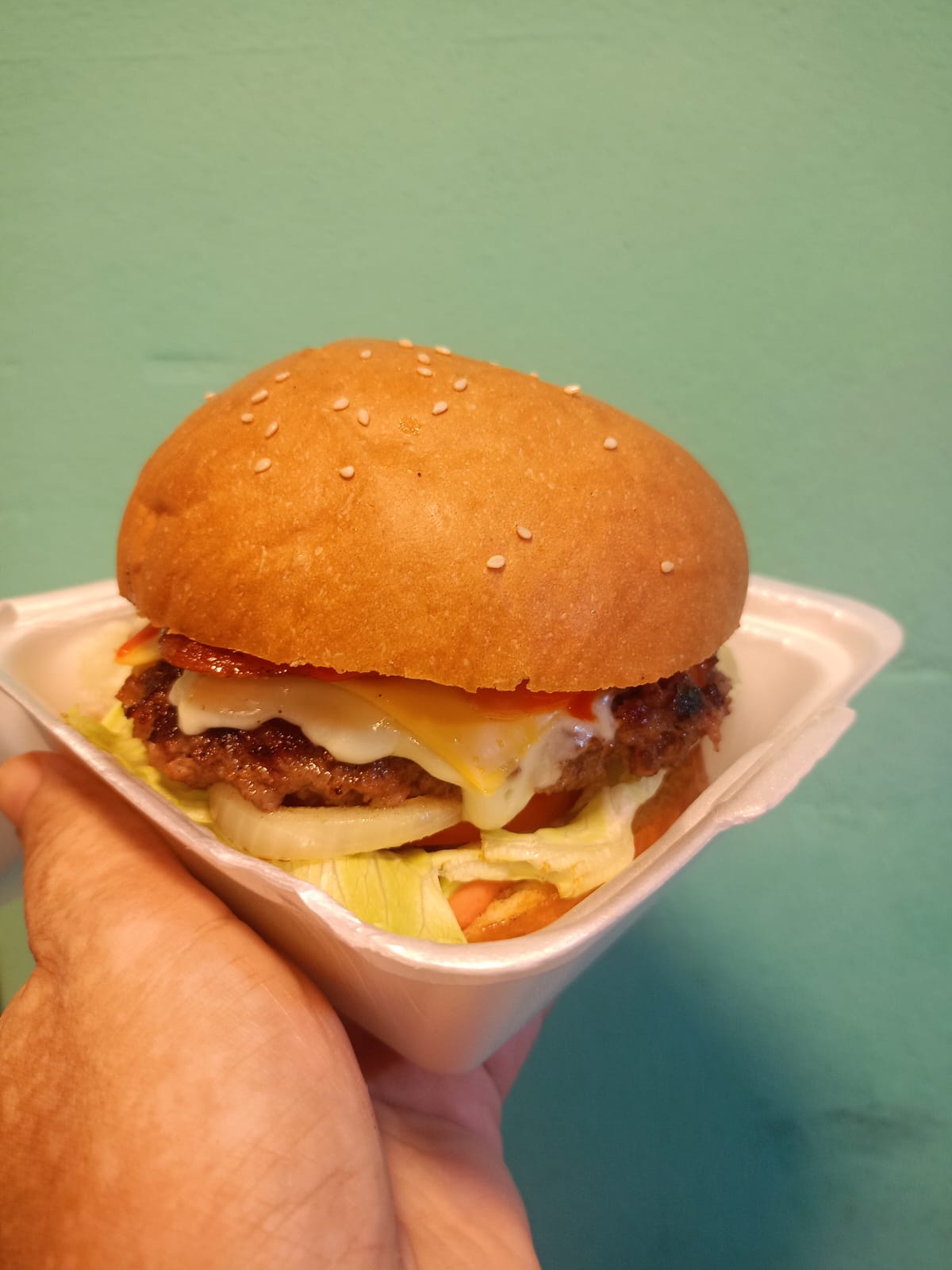 A Blink classic beef burger in a toasted bun
